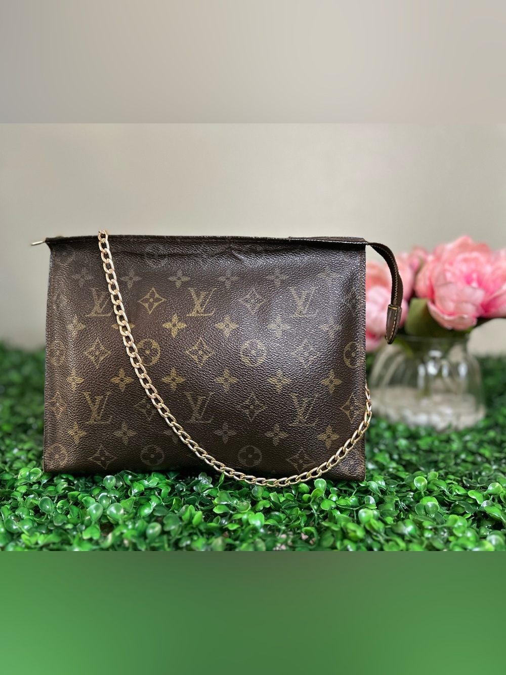 Louis Vuitton Vintage Monogram Zip Pouch Clutch or Convertible Crossbody w/ COA